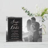 モダンクラシック黒い箱のプレート写真の日付を保存 招待状 (スタンド正面)