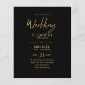 モダンクラシック黒金ゴールド予算の結婚式の招待 (正面)