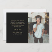 モダンクラシック黒金ゴールド写真卒業 招待状 (裏面)