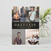 モダンクラシック黒金ゴールド写真卒業 案内状 (スタンド正面)