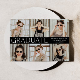 モダンクラシック黒6写真卒業 案内状