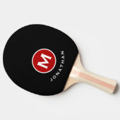 モダンクラシック黒Redモノグラム名 卓球ラケット (横)