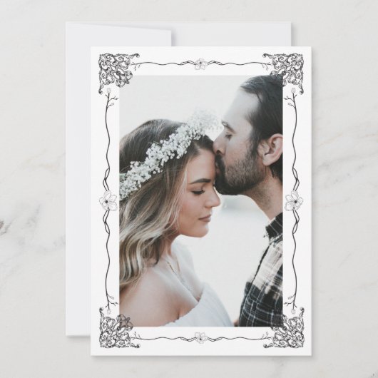 モダンクラシック1本のオーナメント枠 セーブザデート (正面)