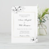 モダンクラシック マグノリア ゴールド オールインワン ウェディング 招待状 (スタンド正面)