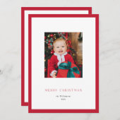 モダンクラシック レッドフレーム クリスマス フォトカード (正面/裏面)
