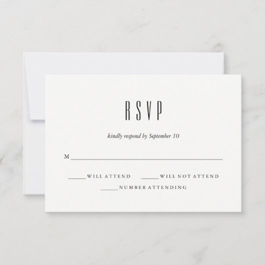 モダンクラシック |白黒ウェディングRSVP 出欠カード (正面)