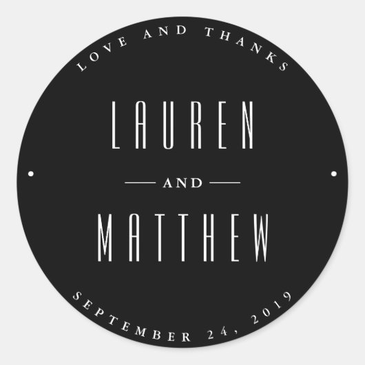 モダンクラシック |白黒結婚の ラウンドシール (正面)