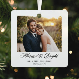 モダンクラシック 結婚しました 輝く 結婚記念写真 メタルオーナメント