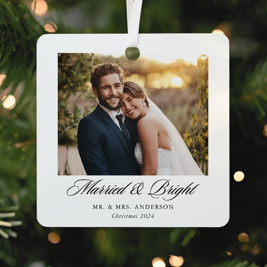 モダンクラシック 結婚しました 輝く 結婚記念写真 メタルオーナメント