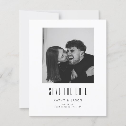 モダンクラシック 結婚式 写真付き 日程お知らせカード (正面)