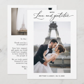 モダンクラシック 結婚式 2 枚の写真 ありがとう サンキューカード