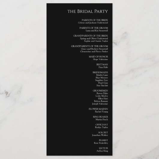 モダンクラシックBlack結婚 Flat Program プログラム (裏面)