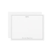 モダンクラシックDark Gray Monogram Name Minimalist ノートカード (正面/裏面インサイチュ)