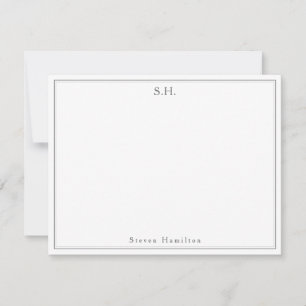 モダンクラシックDark Gray Monogram Name Minimalist ノートカード