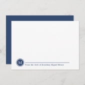 モダンクラシックIndigoモノグラムラインサークル ノートカード (正面/裏面)