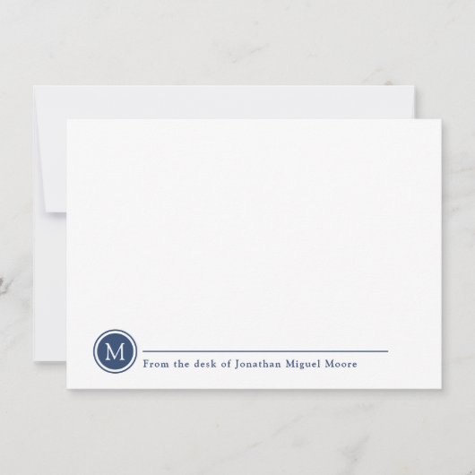 モダンクラシックIndigoモノグラムラインサークル ノートカード (正面)