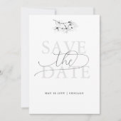 モダンクラシックMagnolia BW Wedding Save the Date 招待状 (正面)