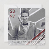 モダンクラシックPINストライプ写真卒業パーティー 招待状 (正面)