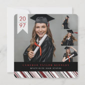 モダンクラシックPINストライプ写真卒業パーティー 招待状 (正面)