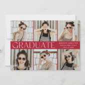 モダンクラシックRed 6写真卒業 案内状 (正面)