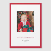 モダンクラシックRed Frame Christmas Photo Card マグネット招待状 (正面)