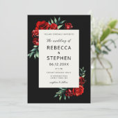 モダンクラシックRed Rose Blackフローラ結婚枠 招待状 (スタンド正面)