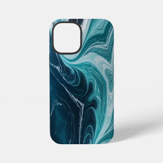 モダンクラックゴールドブルーマーブルスタイリスト iPhoneケース (裏面)