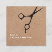 モダンクラフト ブラック ハサミ 美容師 スクエア名刺 (正面)