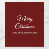 モダンクランベリーレッドミニマリスト ワインラベル (シングルラベル)