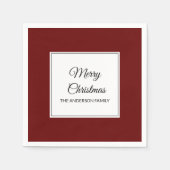 モダンクランベリ無地のー赤クリスマス スタンダードカクテルナプキン (正面)