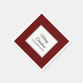 モダンクランベリ無地のー赤クリスマス スタンダードカクテルナプキン (角)