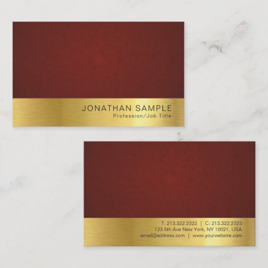 モダンクリエイティブエレガント金ゴールドプレミアムシルクラグジュアリー 名刺 (正面/裏面)