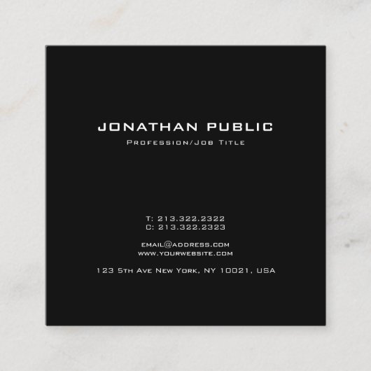 モダンクリエイティブシンプルデザイントレンディープレーン スクエア名刺 (正面)