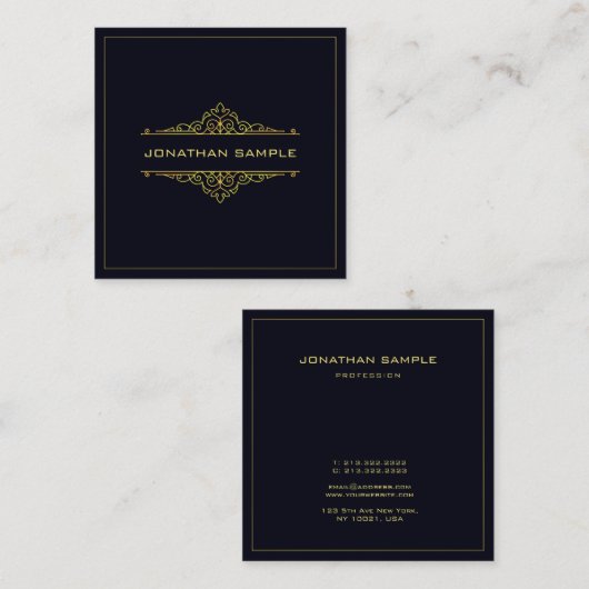 モダンクリエイティブデザインブエレガントラック金ゴールドテンプレート スクエア名刺 (正面/裏面)