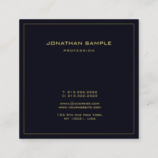 モダンクリエイティブデザインブエレガントラック金ゴールドテンプレート スクエア名刺 (裏面)