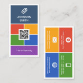 モダンクリエイティブフラットメトロスタイルとQRコード 名刺 (正面/裏面)
