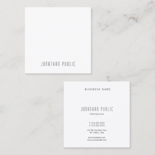 モダンクリエイティブミニマルテンプレートプロフェッショナルシック スクエア名刺 (正面/裏面)