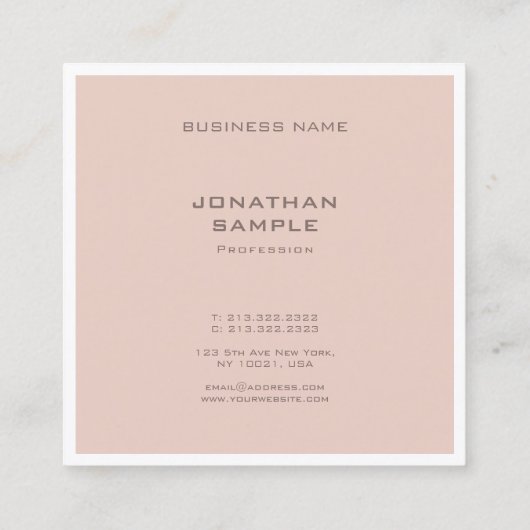 モダンクリエイティブミニマルプロフェッショナルデザイン スクエア名刺 (裏面)