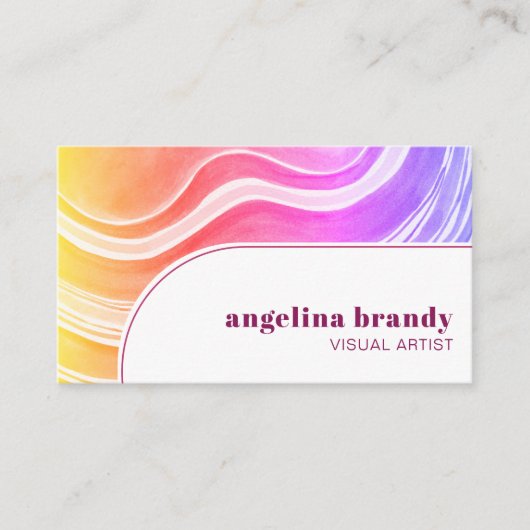 モダンクリエイティブ抽象芸術レインボーウェーストライプブ 名刺 (正面)