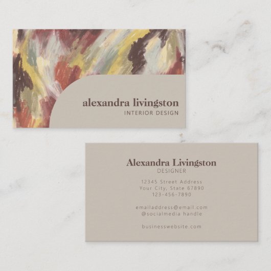 モダンクリエイティブ抽象芸術自然ブラウンプロフェッショナル 名刺 (正面/裏面)