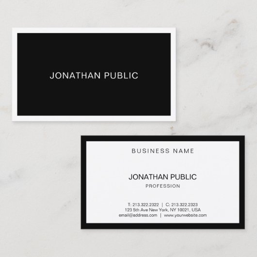 モダンクリエイティブ白黒プロフェッショナルエレガント 名刺 (正面/裏面)