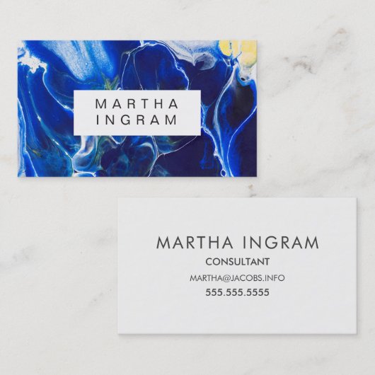 モダンクリエイティブ芸術的デザインブルー抽象芸術 名刺 (正面/裏面)