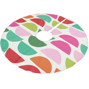 モダンクリカラフルスマス図形 ブラッシュドポリエステルツリースカート