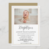 モダンクリスエレガントチャン金ゴールド写真 |バプテスマ 招待状 (正面/裏面)