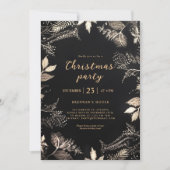 モダンクリスエレガントマスパーティーブラック金ゴールドフェスティバル 招待状 (正面)