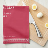 モダンクリスマスお祝いシンプルカスタムファミリー キッチンタオル (四つ折り)