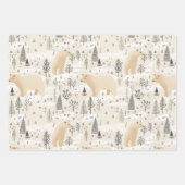 モダンクリスマスかわいいホッキョクグマ ラッピングペーパーシート (正面)