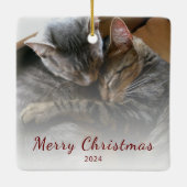 モダンクリスマスかわいい猫フォトフェスティバル セラミックオーナメント (裏面)