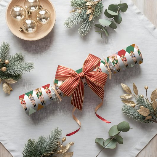 モダンクリスマスのくるみ割りアーガイルダイヤモンドパターン ラッピングペーパー