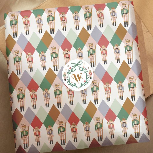 モダンクリスマスのくるみ割りアーガイルダイヤモンドパターン 薄葉紙